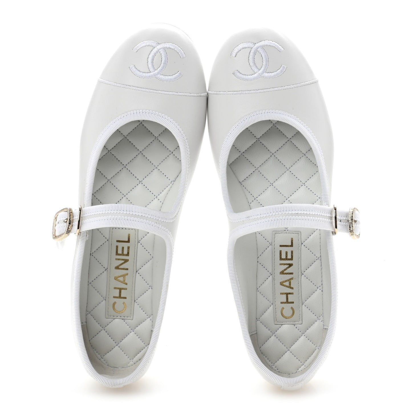 Lambskin Mary Jane Flats 37.5 White