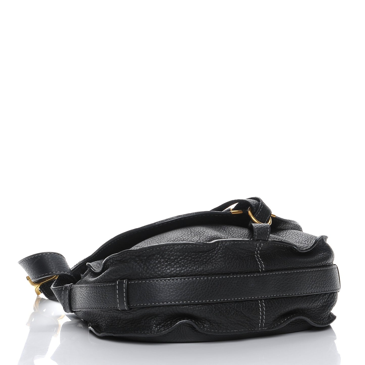 Calfskin Medium Marcie Round Crossbody Bag Black