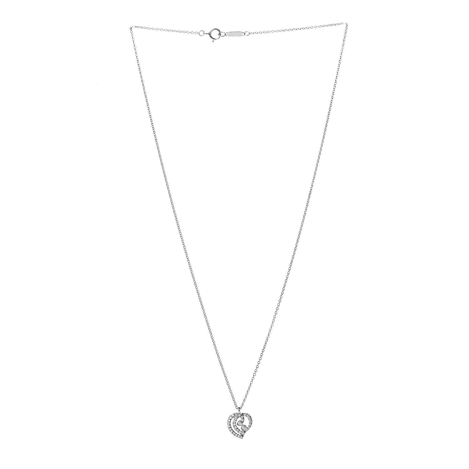Tiffany Platinum Diamond Enchant Heart Pendant Necklace 3 of 5