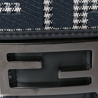 Fendi Wool Vitello King Houndstooth FF Embroidered Baguette Grigio Anthracite 7 of 7