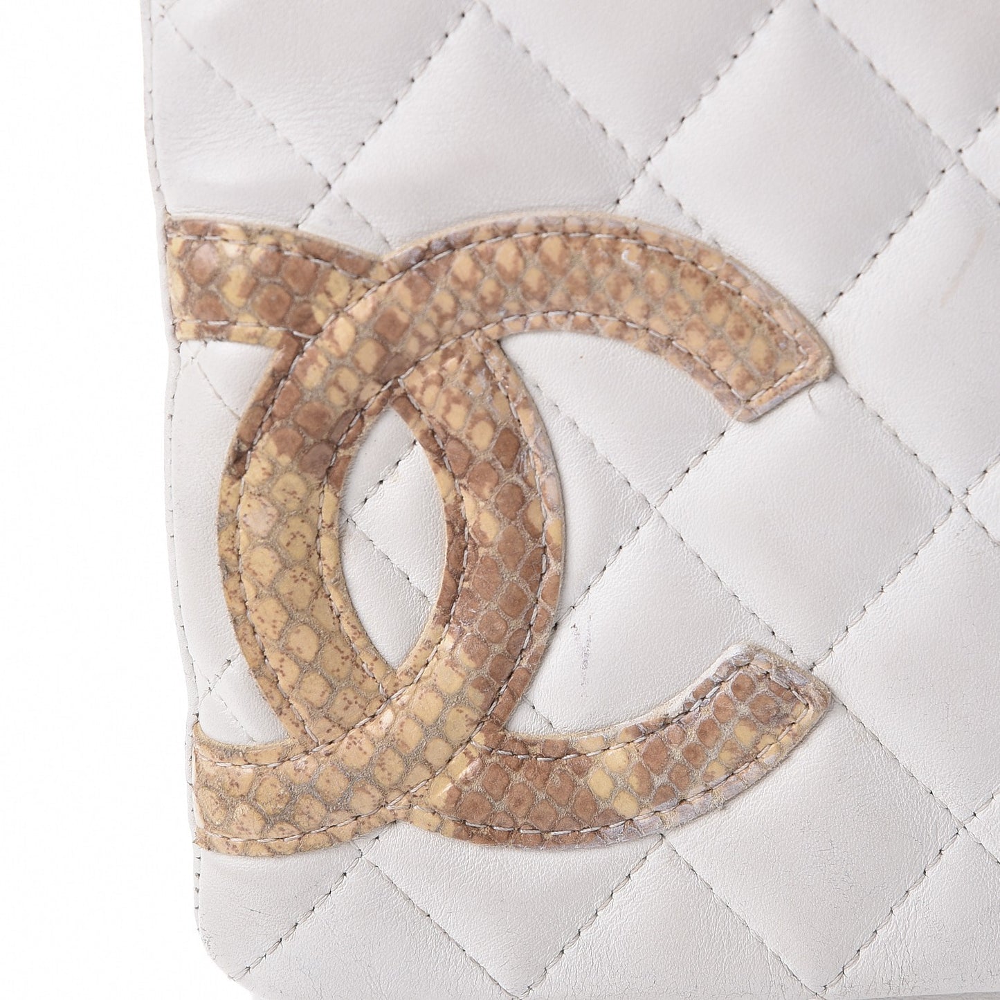 Calfskin Python Quilted Cambon Shoulder Bag White