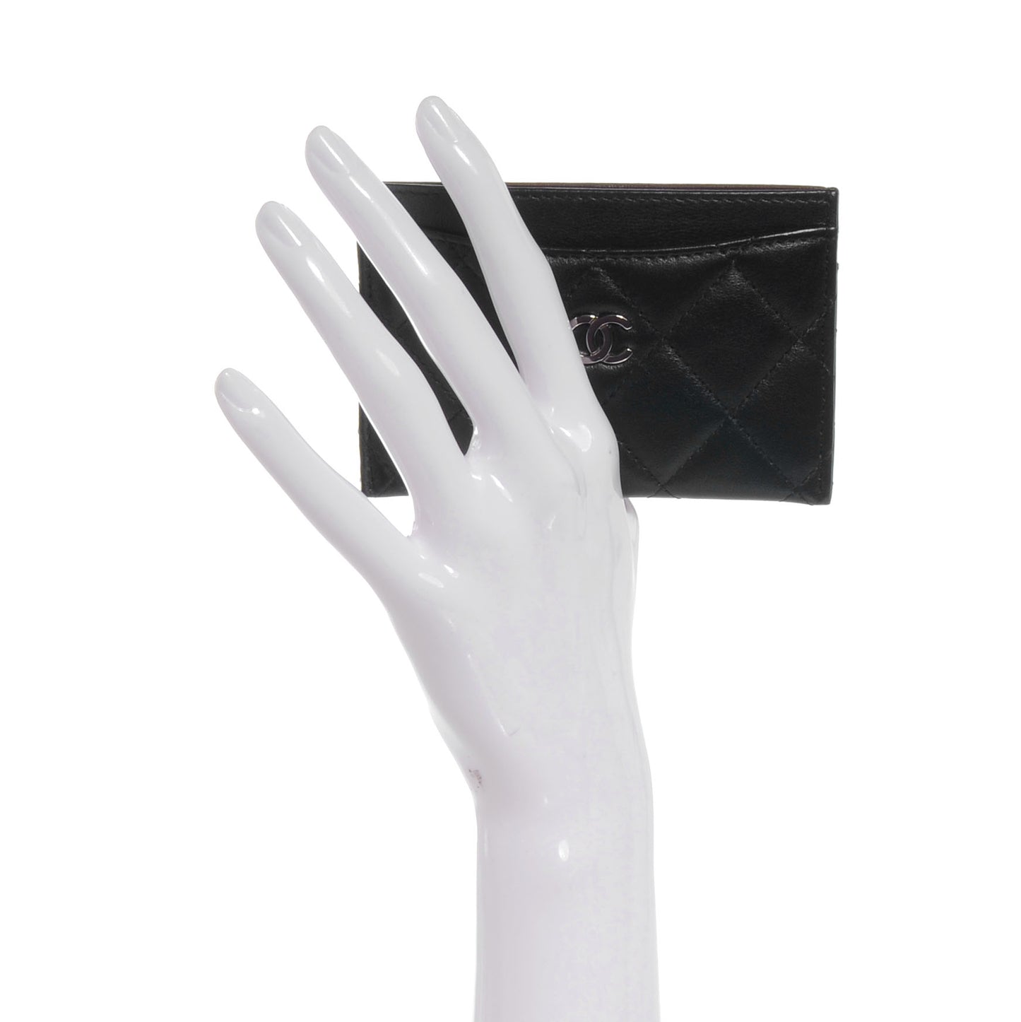 Lambskin Quilted Card Holder Black