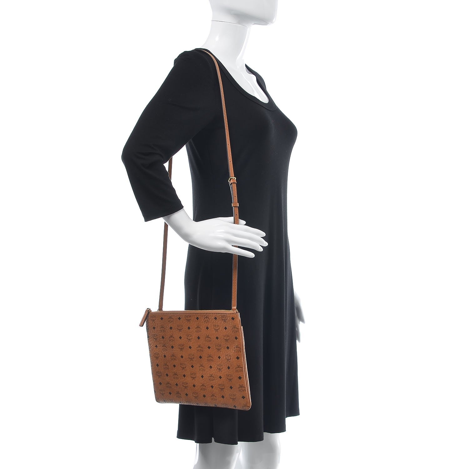 MCM Visetos Medium Crossbody Pouch Cognac 2 of 8