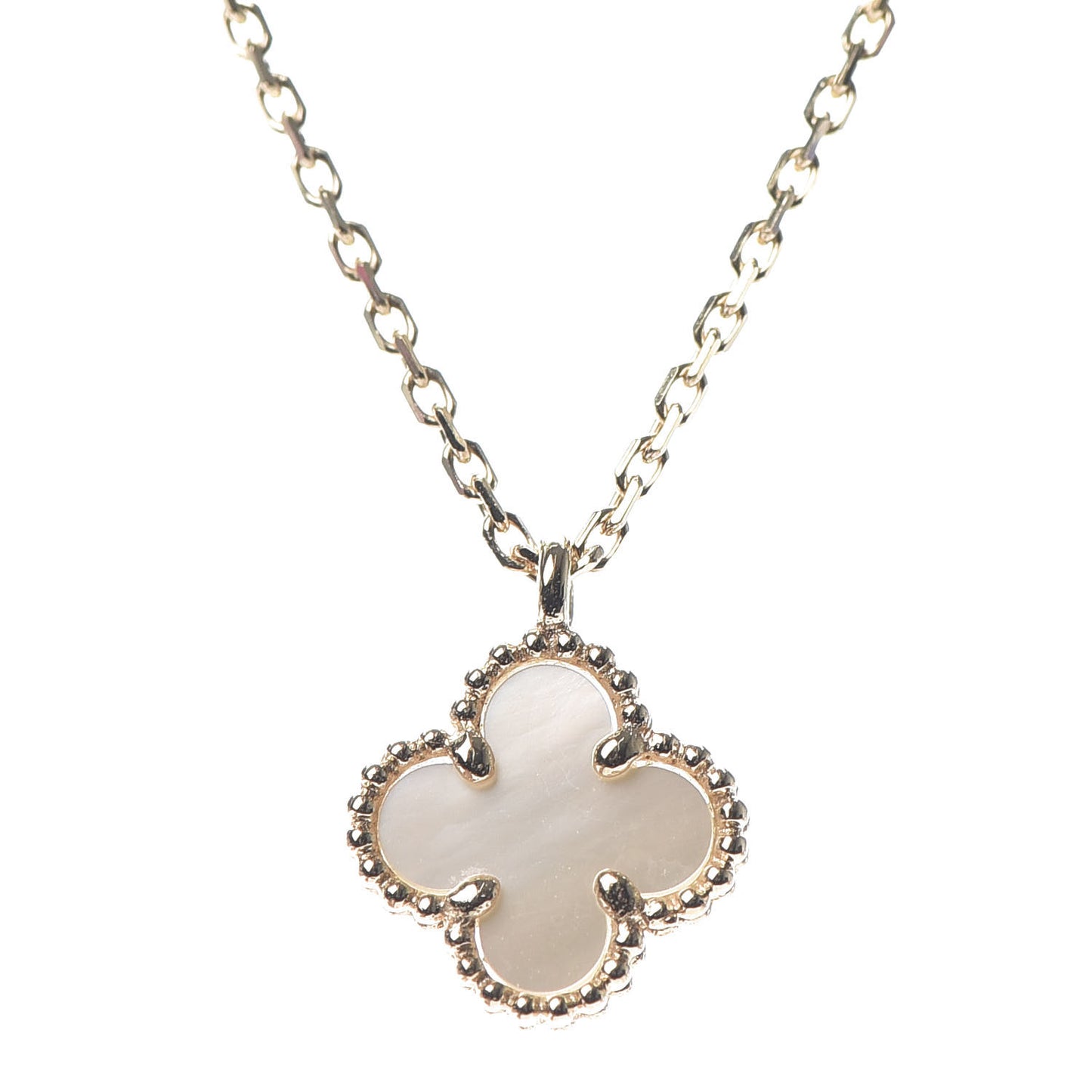 18K Yellow Gold Mother of Pearl Sweet Alhambra Pendant Necklace