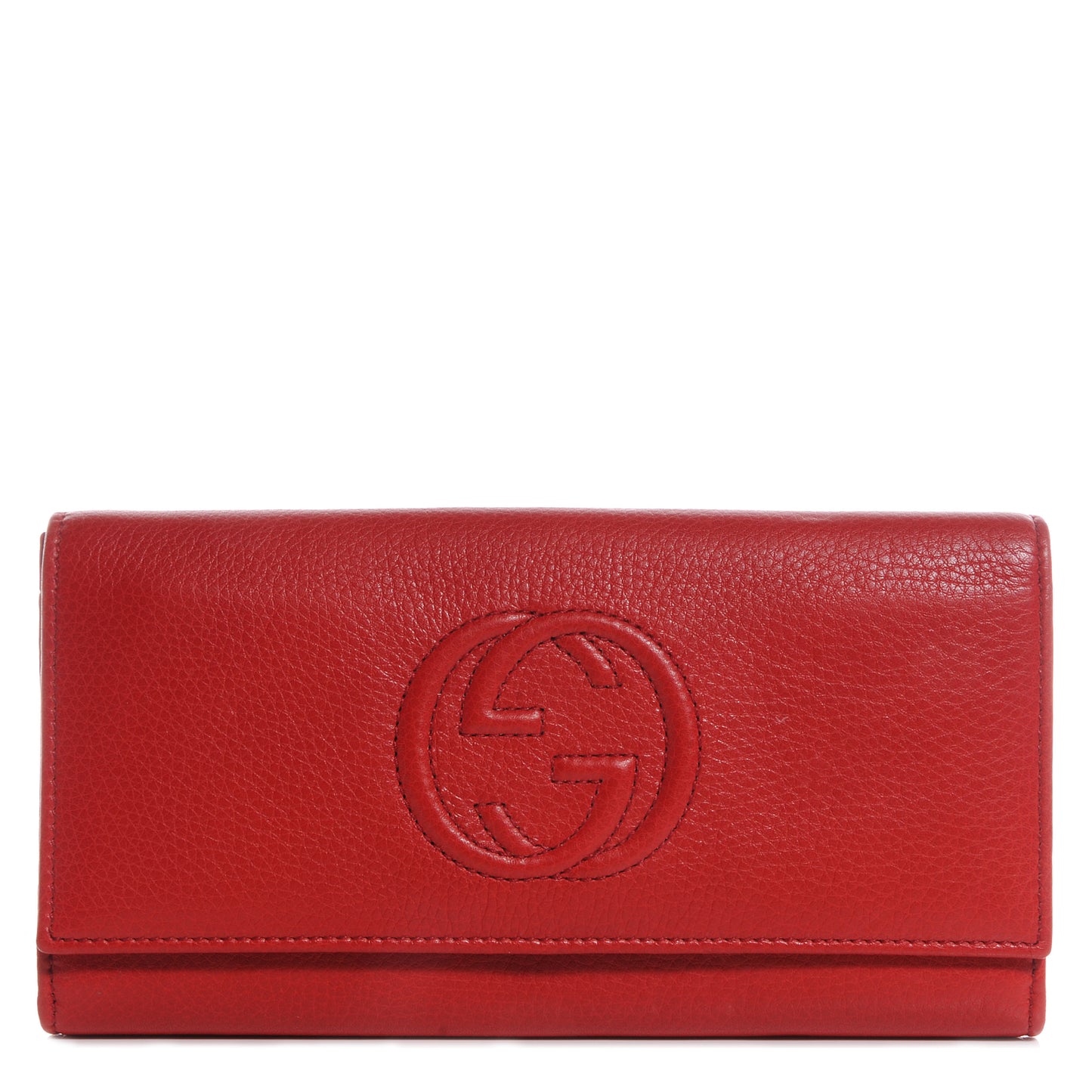 Pebbled Calfskin Soho Continental Wallet Red