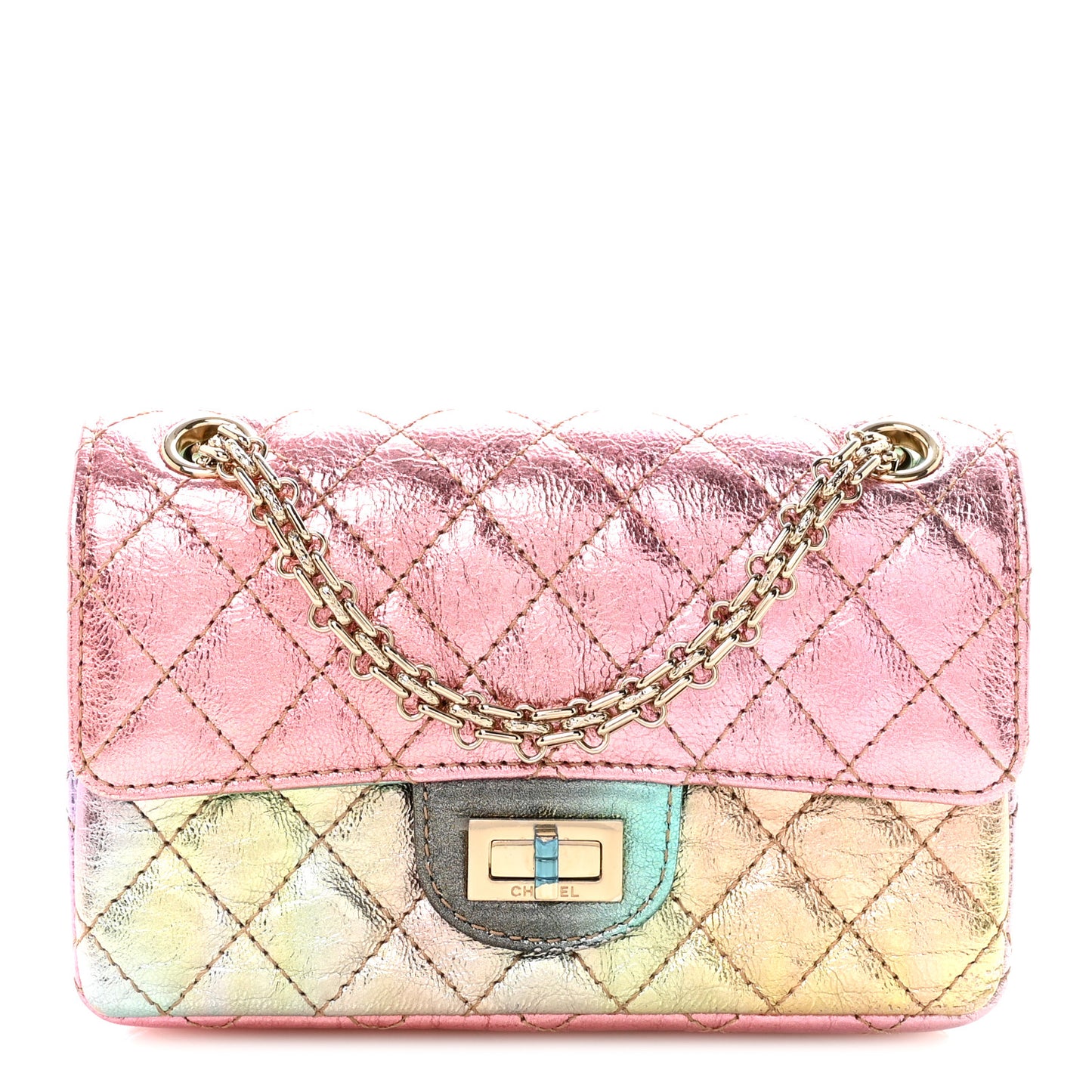 Metallic Goatskin Quilted Mini 2.55 Reissue Flap Multicolor Multicolor