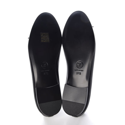 Chanel Lambskin Patent Cap Toe Ballerina Flats 37.5 Black 5 of 9