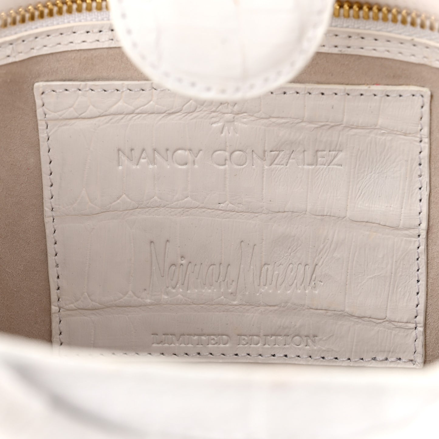 Crocodile Laser Cut Floral Handbag White Natural