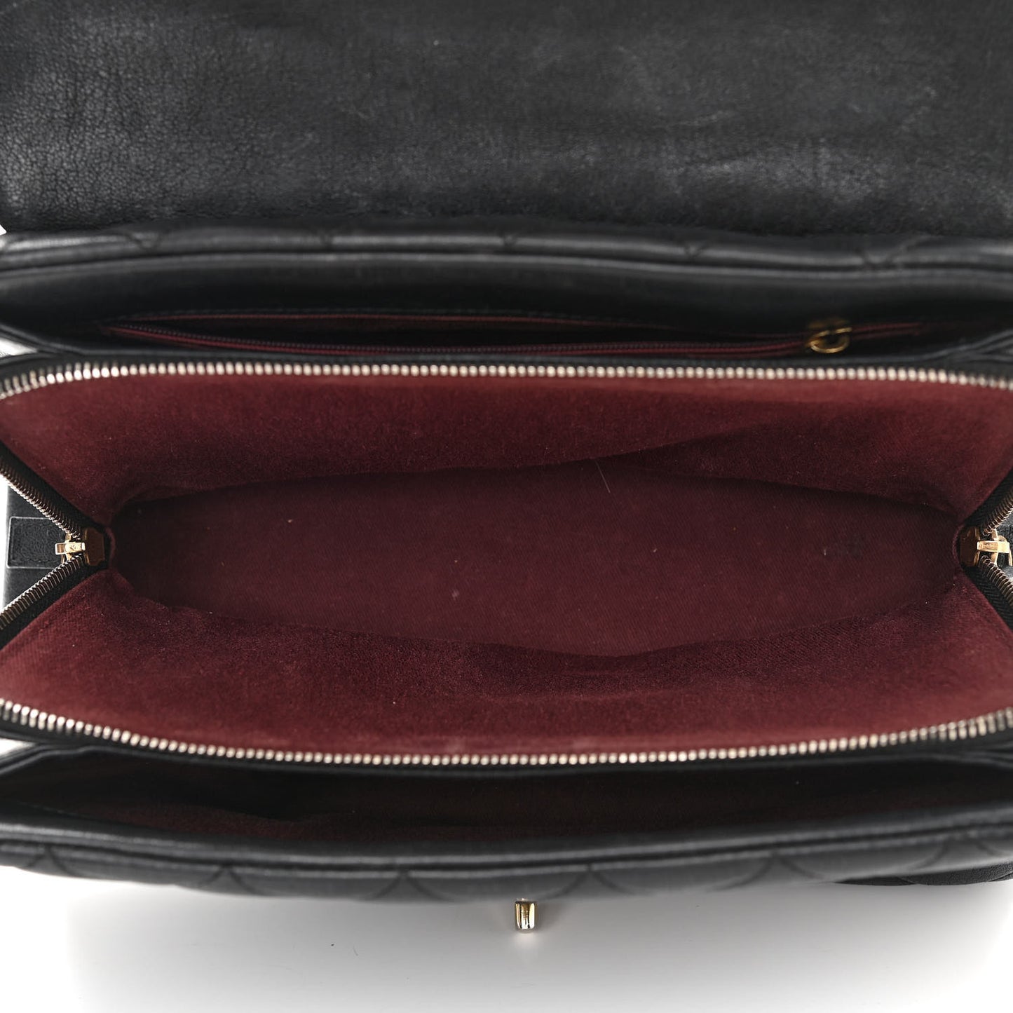 Shiny Sheepskin Quilted Large Trapezio Flap Black