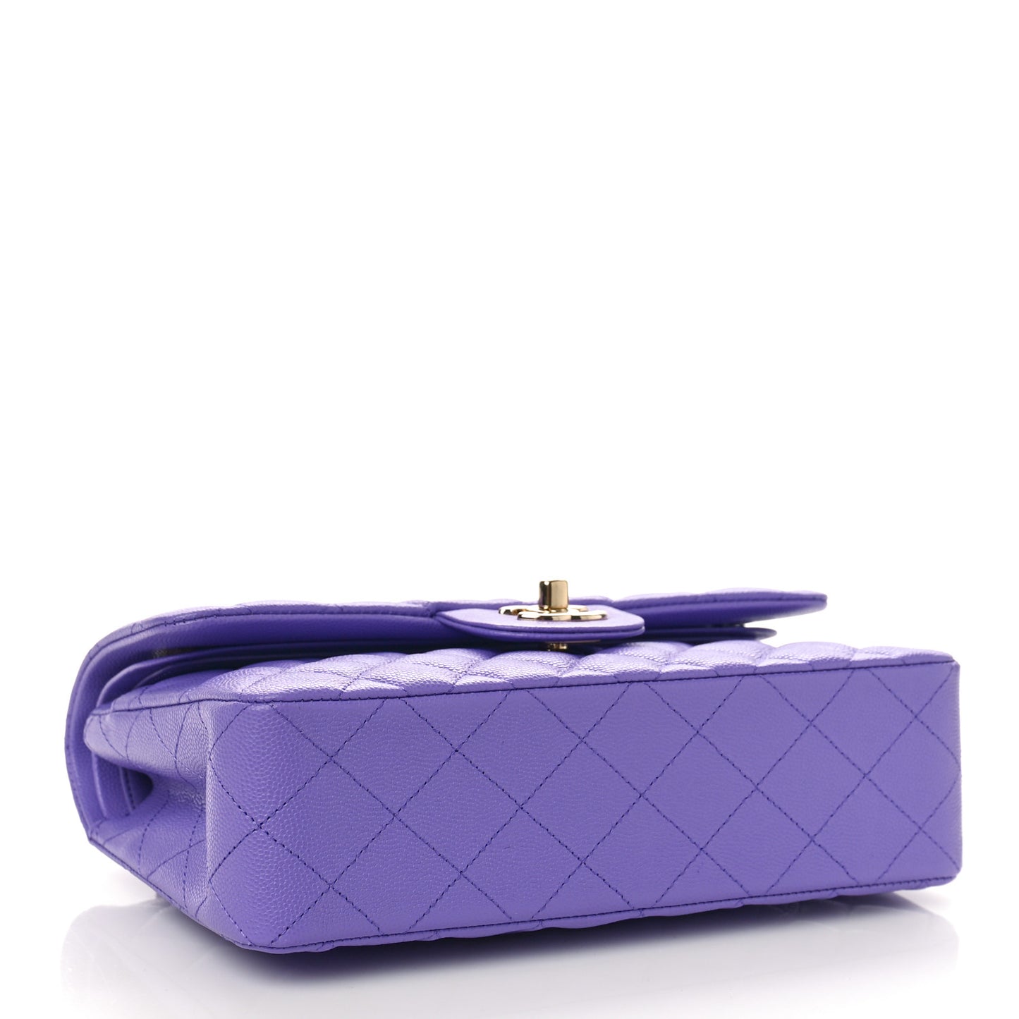 Caviar Quilted Small Double Flap Purple