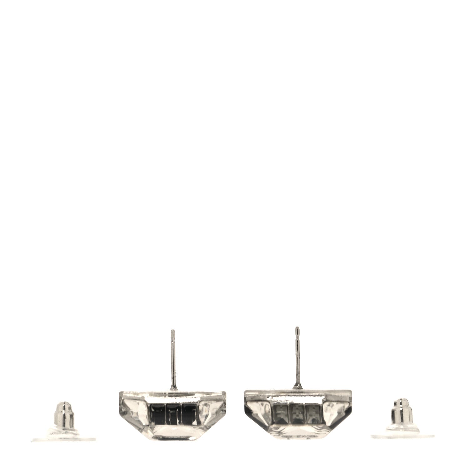 Chanel Crystal CC Square Charm Earrings Silver Black 4 of 5