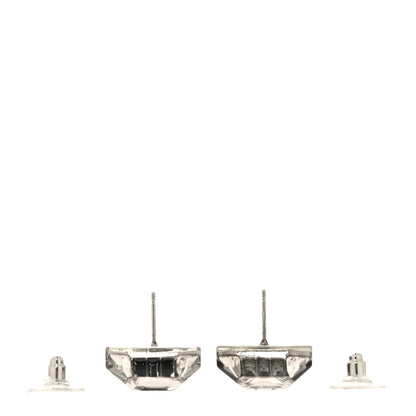 Chanel Crystal CC Square Charm Earrings Silver Black 4 of 5