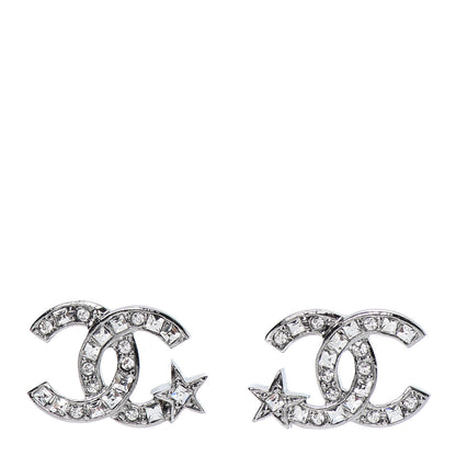 Chanel Crystal CC Starfall Earrings Silver 1 of 5