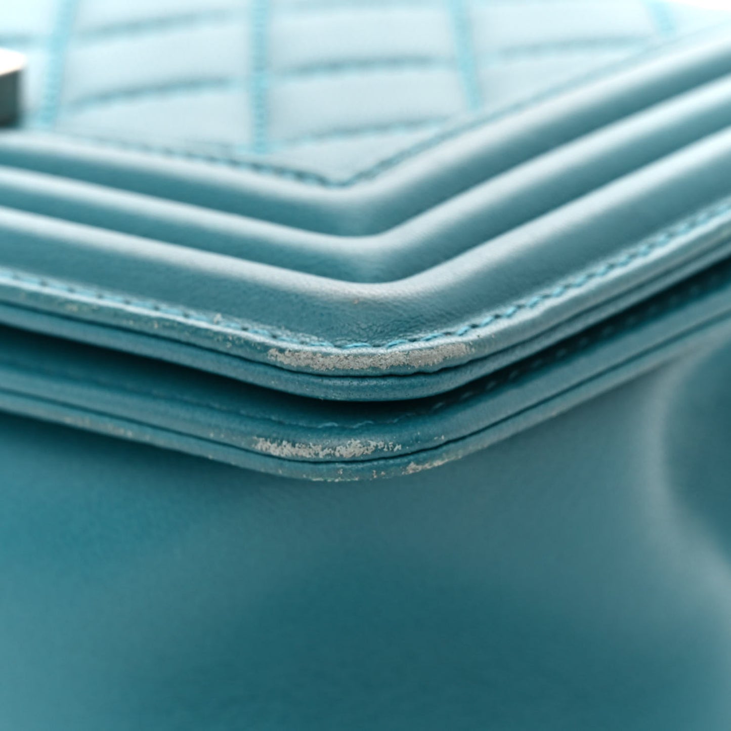 Lambskin Quilted Small Boy Flap Dark Turquoise