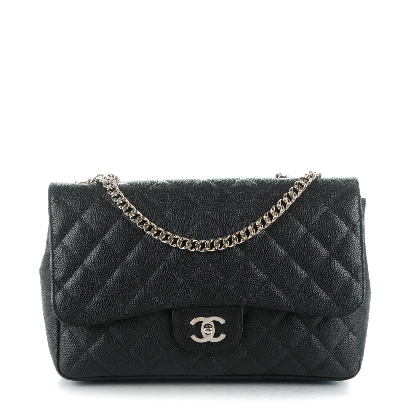 Caviar Quilted Jumbo Single Flap Bijoux Chain Black