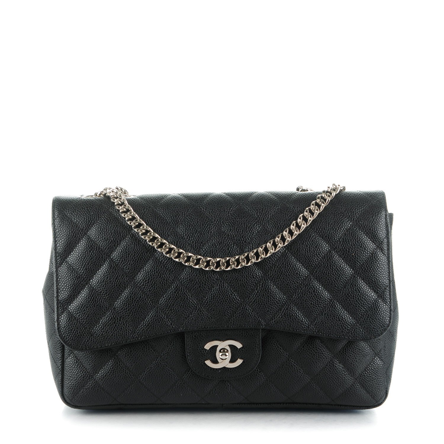 Chanel Caviar Quilted Jumbo Single Flap Bijoux Chain Black 1 of 8