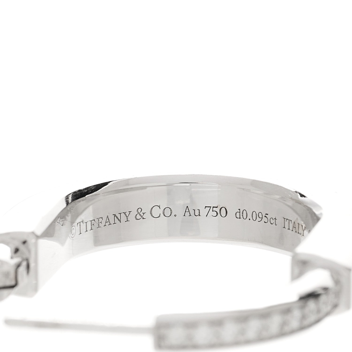 Tiffany 18K White Gold Diamond Medium Lock Earrings 4 of 5