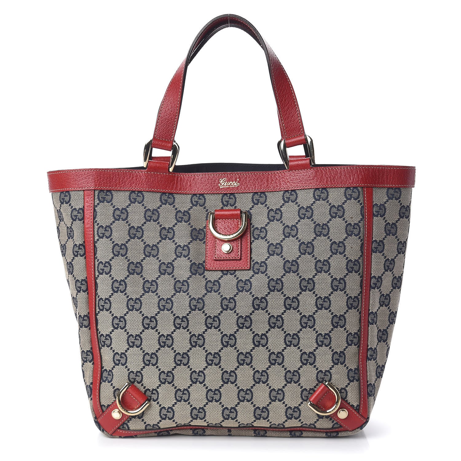 Gucci Monogram Abbey Small Tote Navy Red 1 of 11