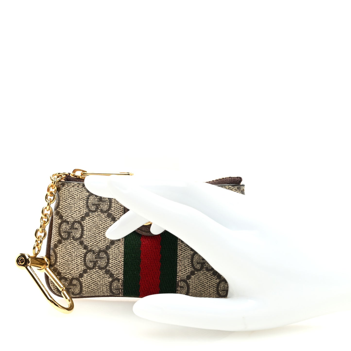 GG Supreme Monogram Web Ophidia Key Case Beige New Acero