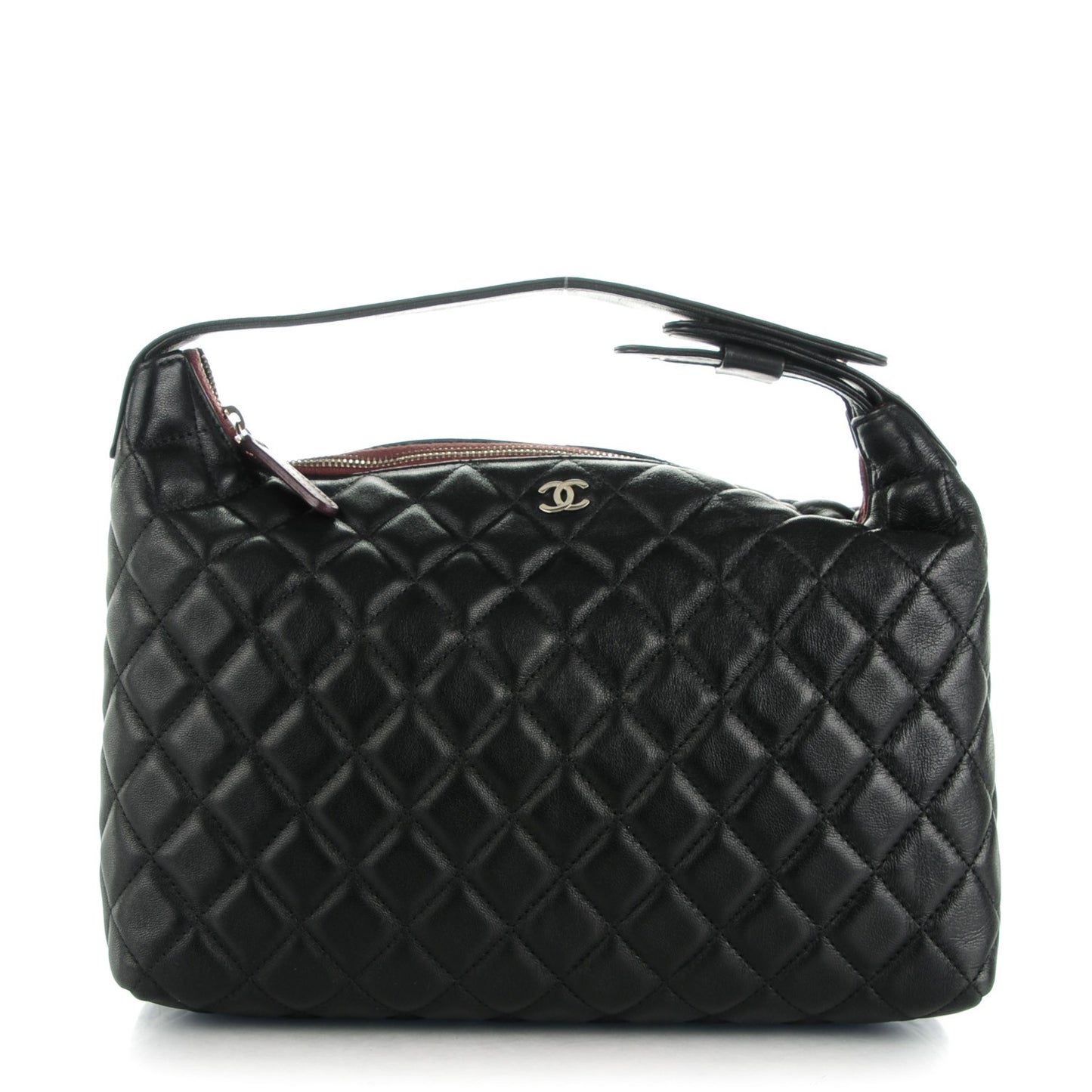 Lambskin Quilted Large Cosmetic Case Black