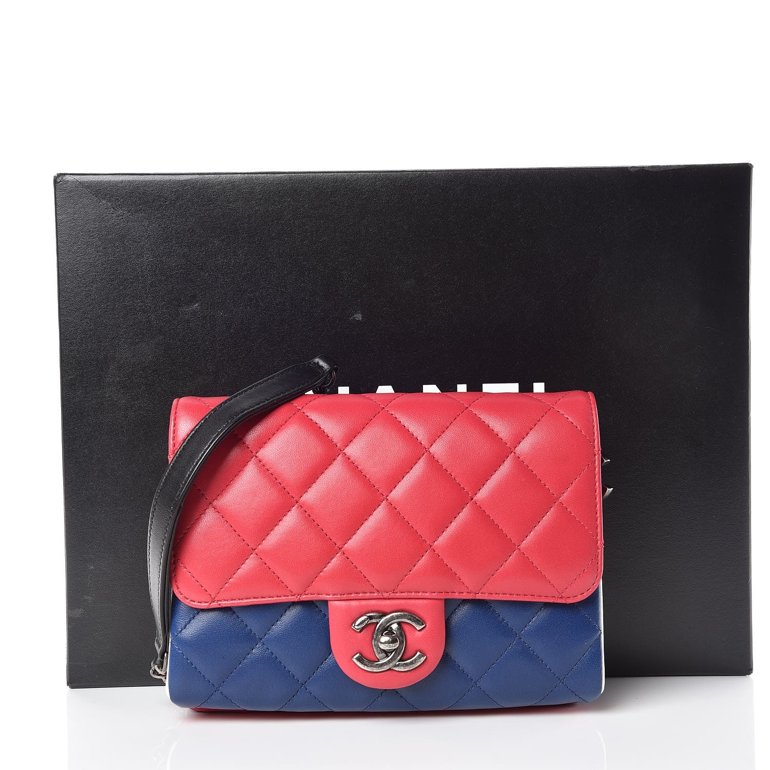 Chanel Lambskin Quilted Tri-color Crossbody Bag Dark Red 10 of 10
