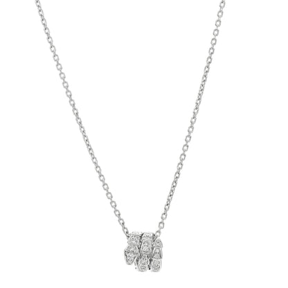 Bulgari 18K White Gold Diamond Serpenti Viper Pave Pendant Necklace 1 of 7