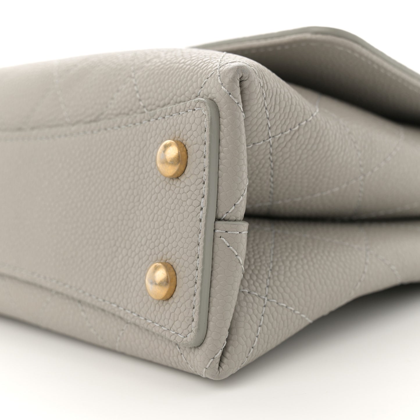 Grained Calfskin Small Stitched Flap Grey