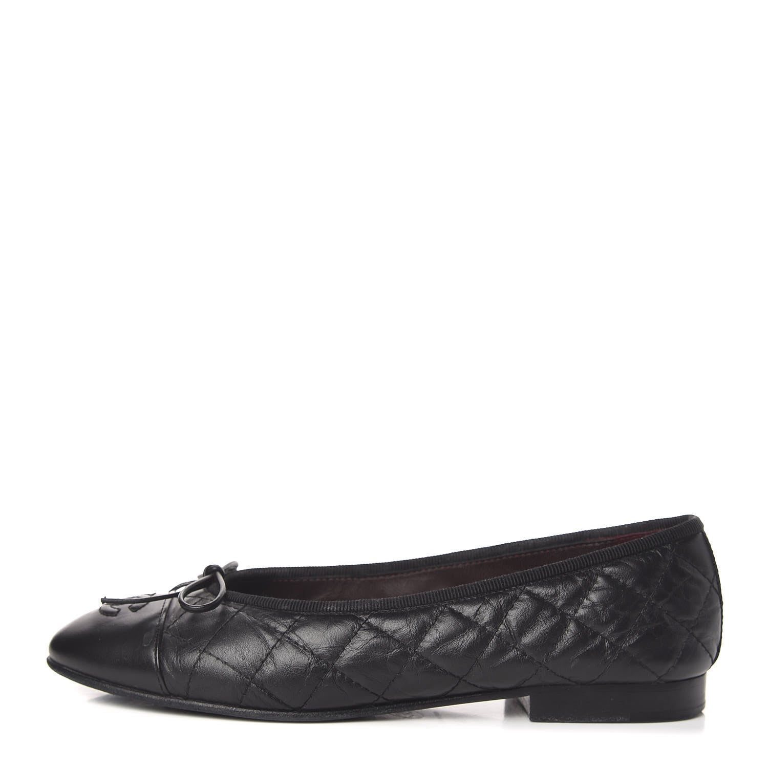 Chanel Aged Calfskin Quilted Cap Toe Ballerina Flats 36 Black 1 of 11