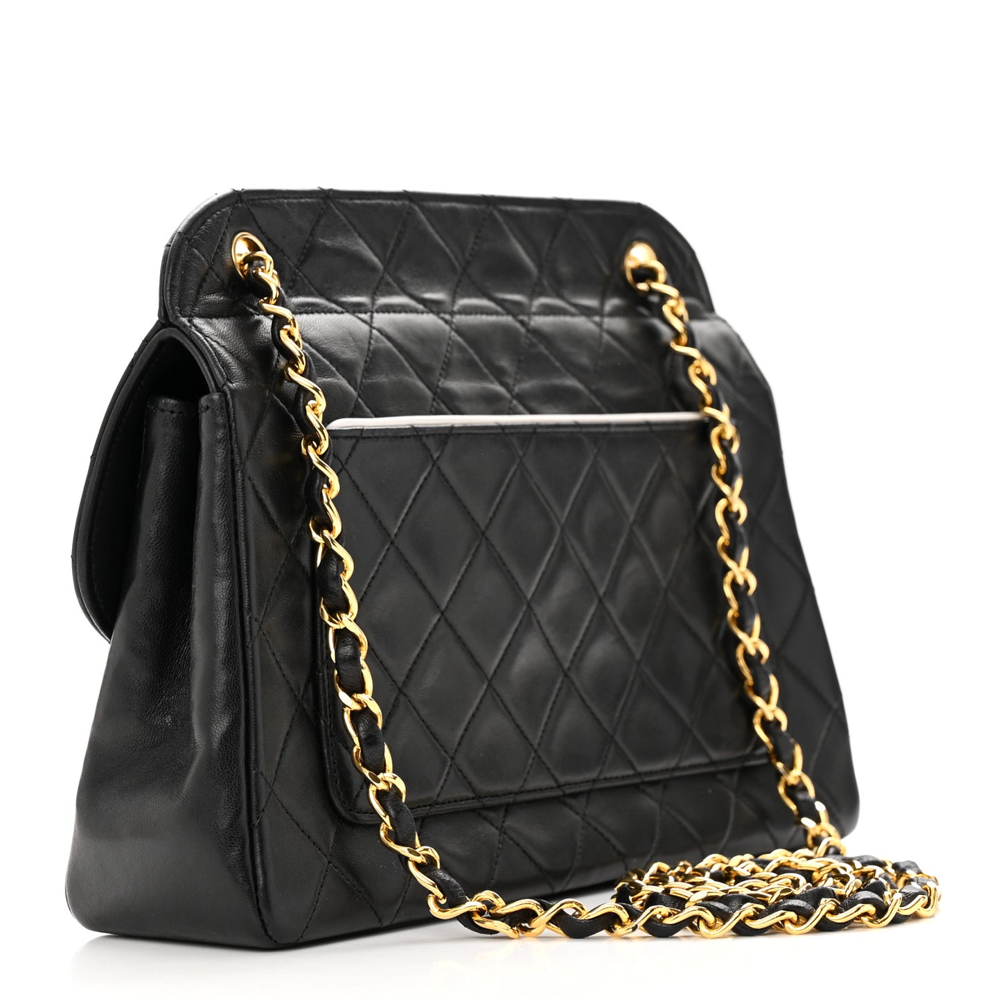 Lambskin Quilted Medium Single Flap Black