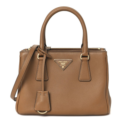 Prada Saffiano Mini Galleria Double Zip Tote Caramel 1 of 10