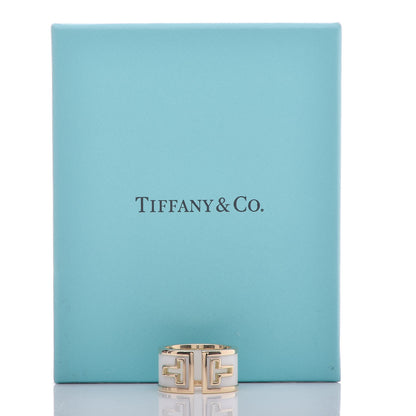 Tiffany 18K Yellow Gold White Ceramic T Cutout Ring 52 6 8 of 8