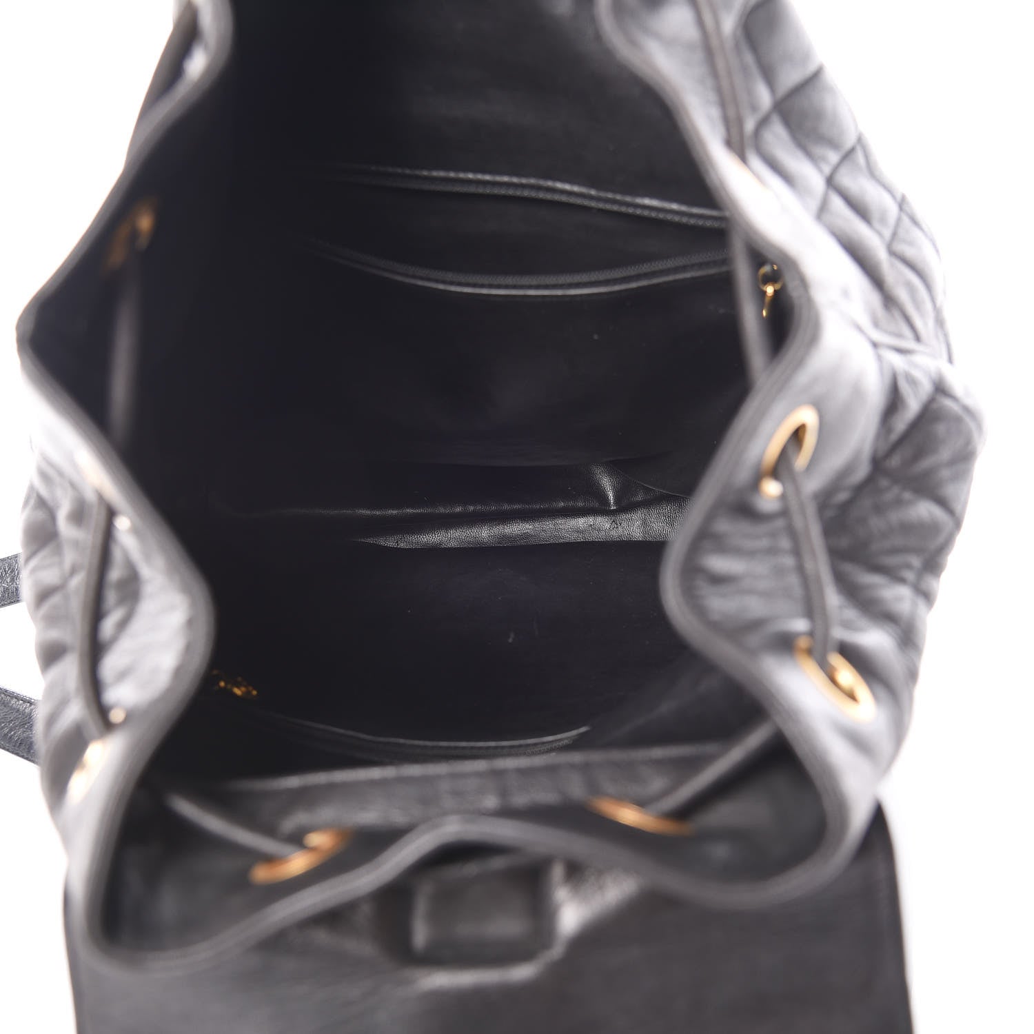 Chanel Lambskin Quilted Drawstring Backpack Black 5 of 15