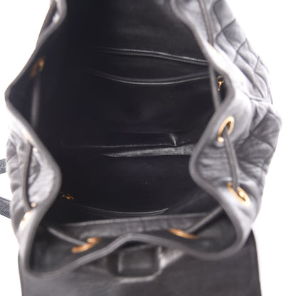 Chanel Lambskin Quilted Drawstring Backpack Black 5 of 15