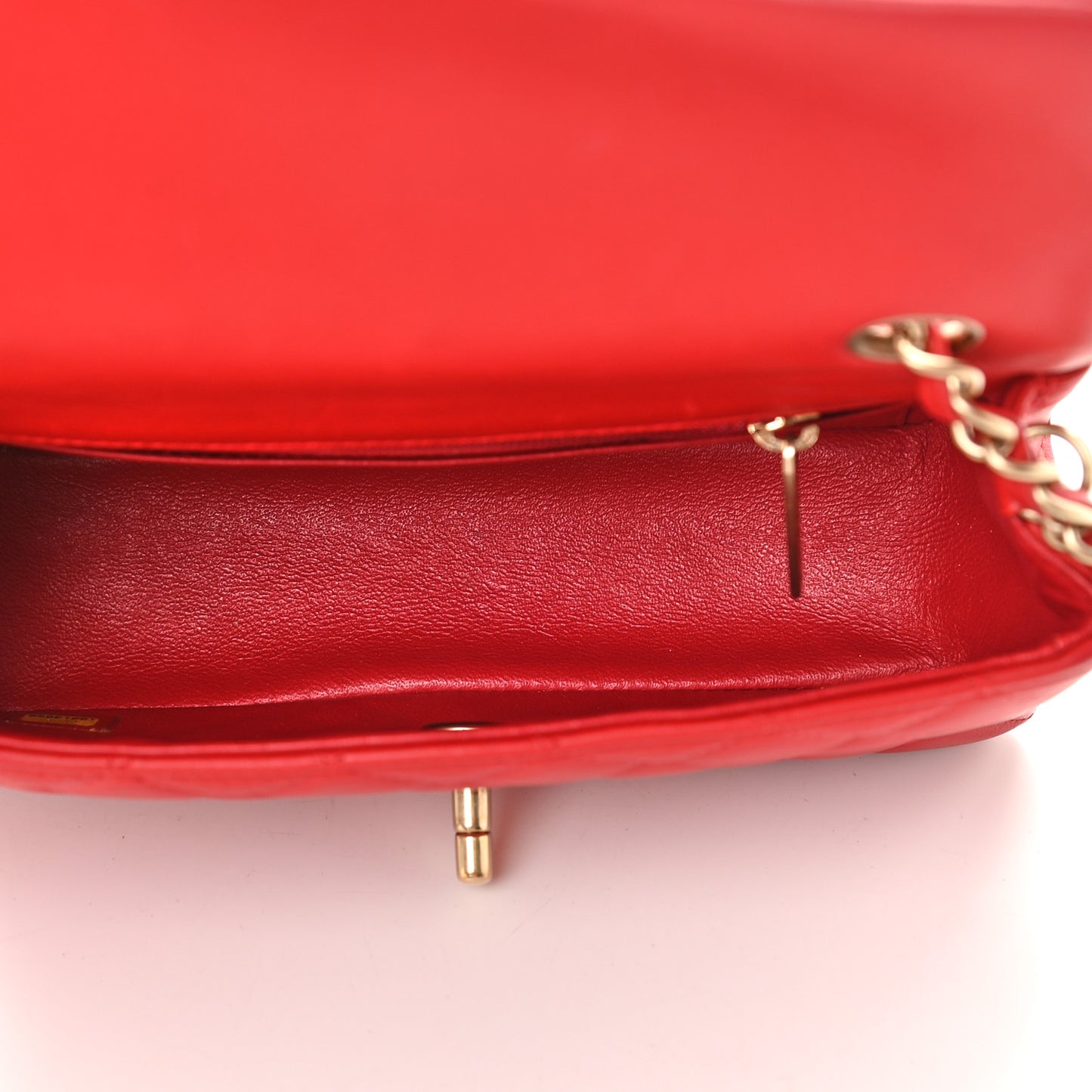 Lambskin Quilted Mini Rectangular Flap Red