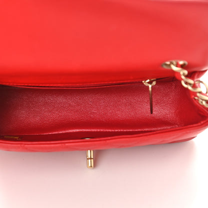 Chanel Lambskin Quilted Mini Rectangular Flap Red 4 of 9