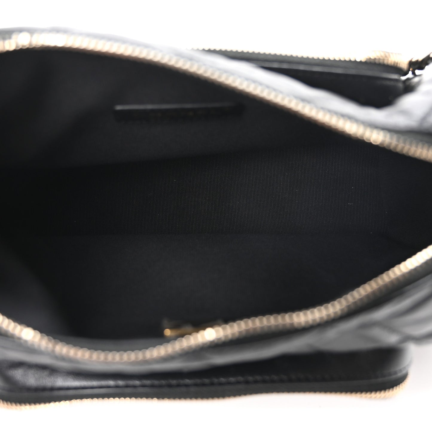 Shiny Crumpled Lambskin Quilted Medium Preppy Pocket Camera Case Black