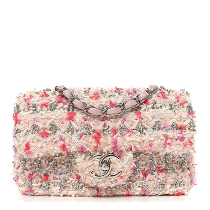 Chanel Tweed Quilted Mini Rectangular Flap Light Pink Silver Blue 1 of 10