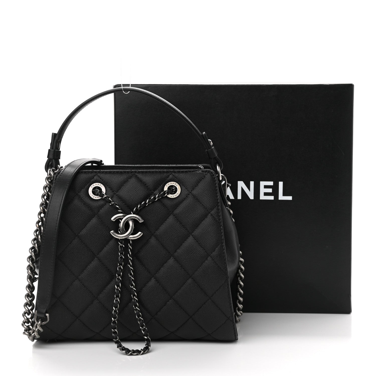 Chanel Caviar Quilted Small CC Bucket Bag Black 10 of 10