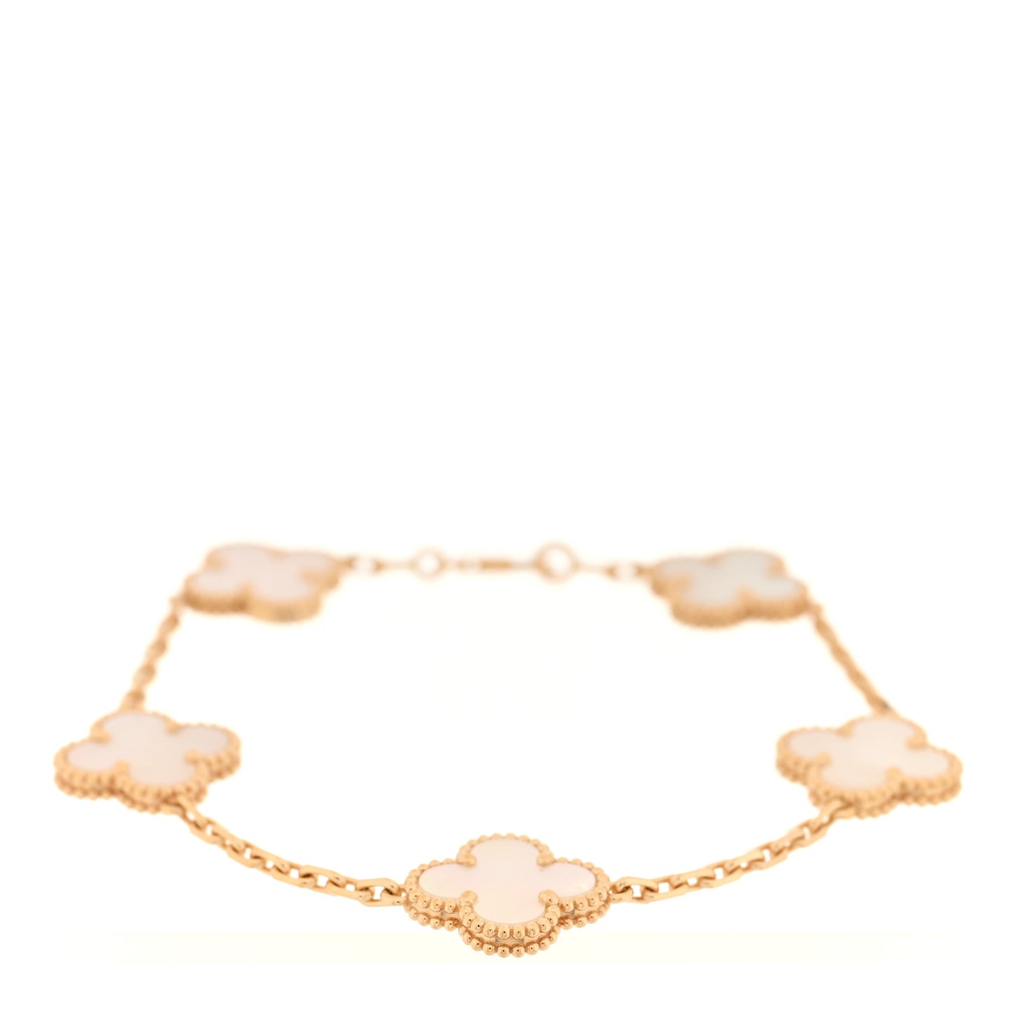 18K Yellow Gold Mother of Pearl 5 Motifs Vintage Alhambra Bracelet