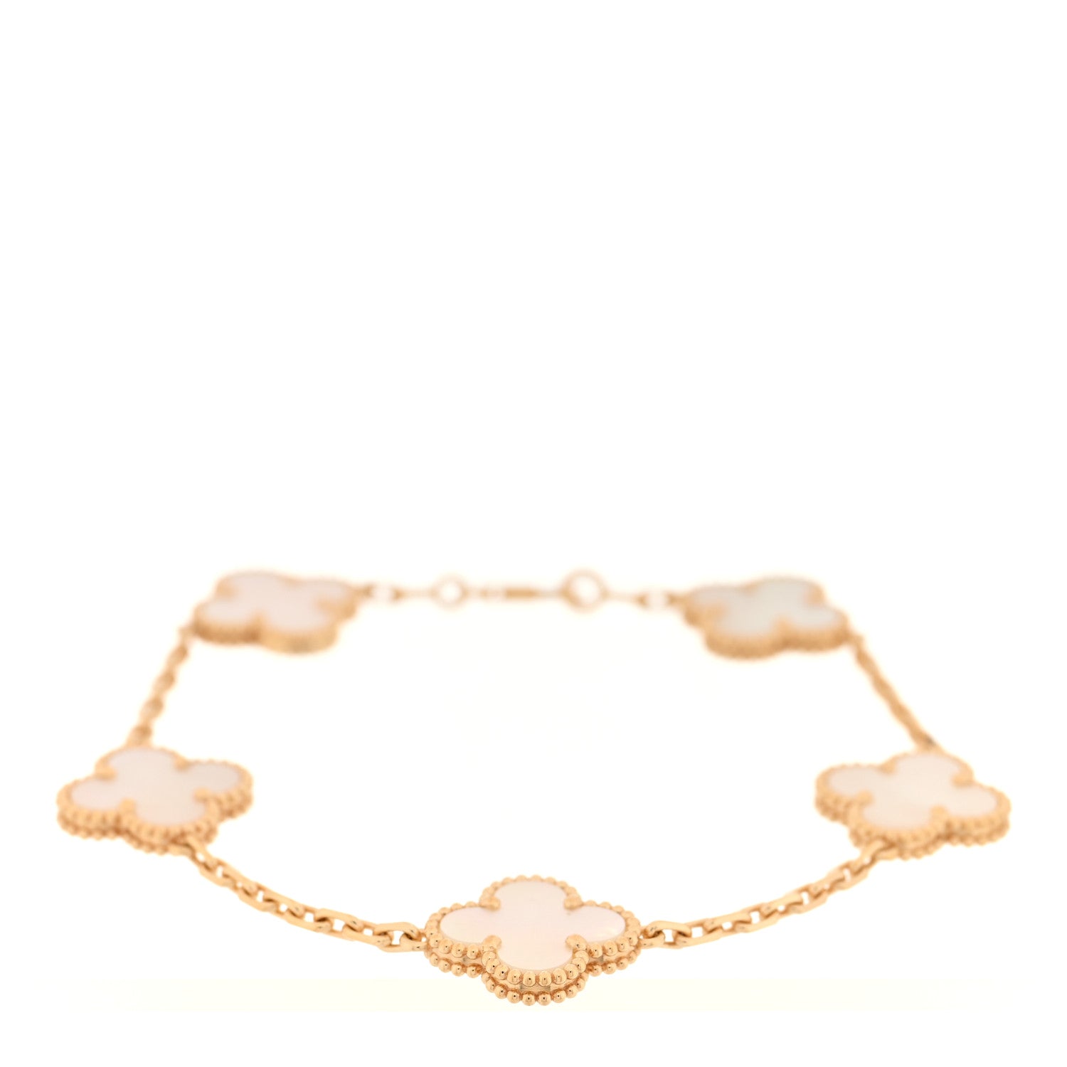 Van Cleef & Arpels 18K Yellow Gold Mother of Pearl 5 Motifs Vintage Alhambra Bracelet 1 of 4