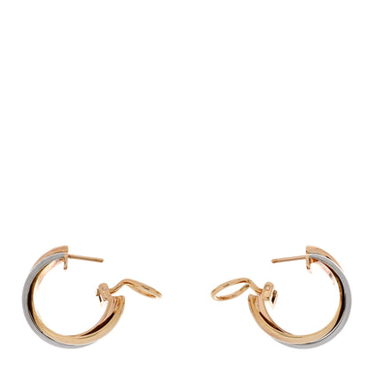 Cartier 18K Pink Yellow White Gold Classic Trinity Hoop Earrings 3 of 4