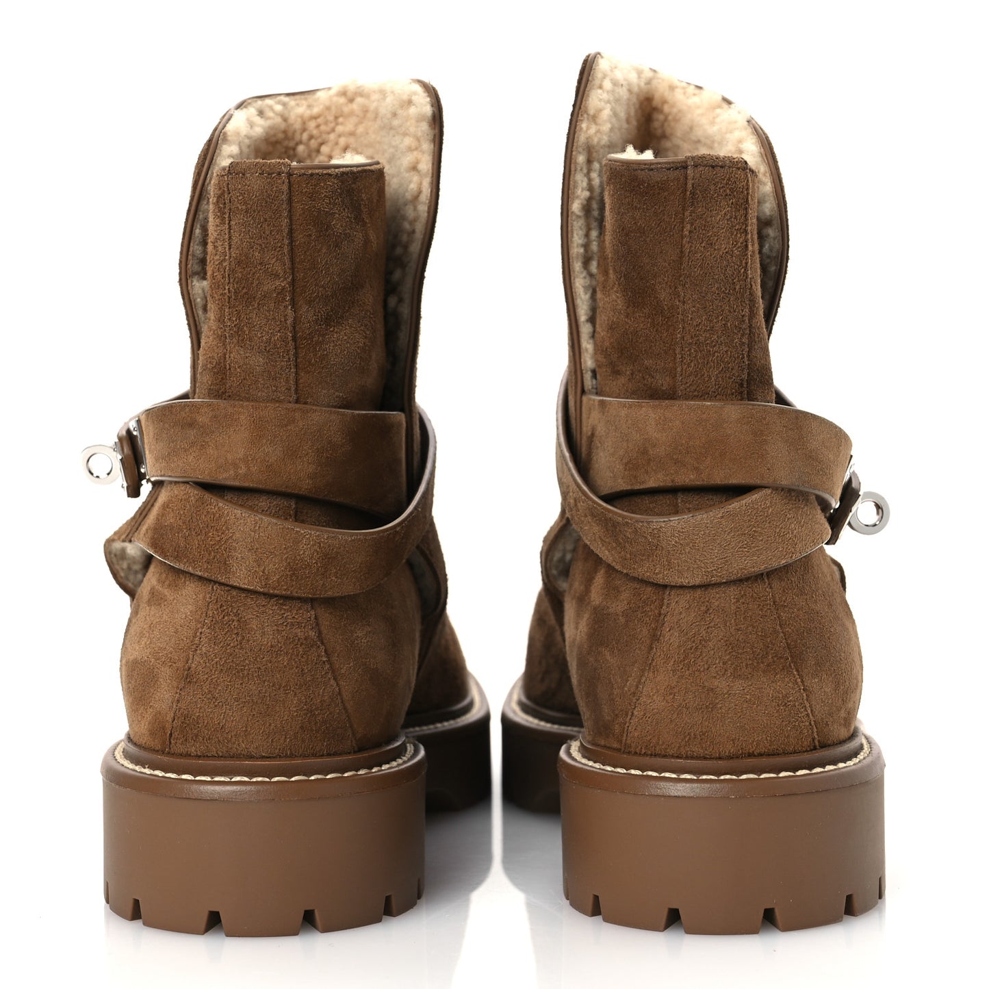 Suede Goatskin Shearling Womens Jeff Ankle Boots 41 Brun Fume Ecru