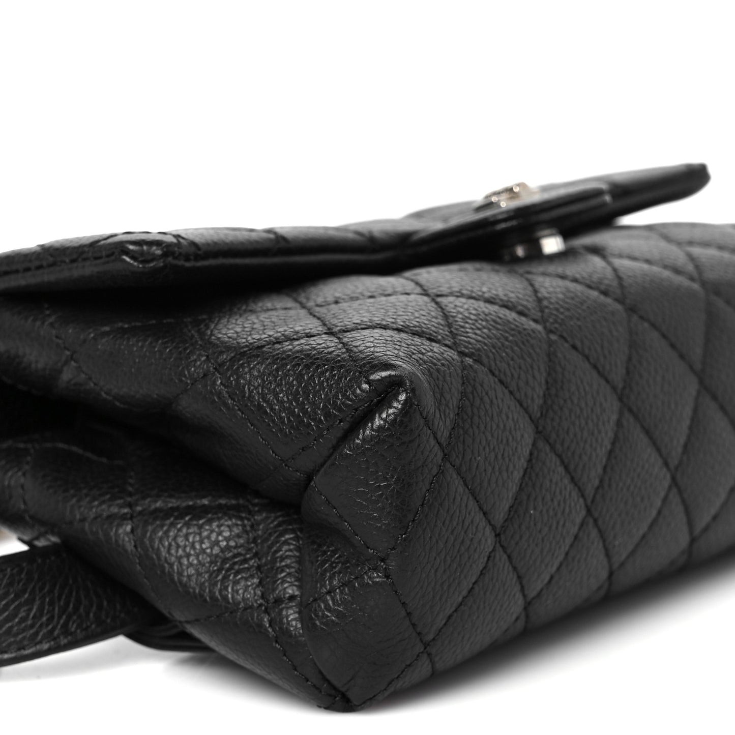 Grained Calfskin Quilted 2.55 Reissue Flap Belt Bag Clutch Black