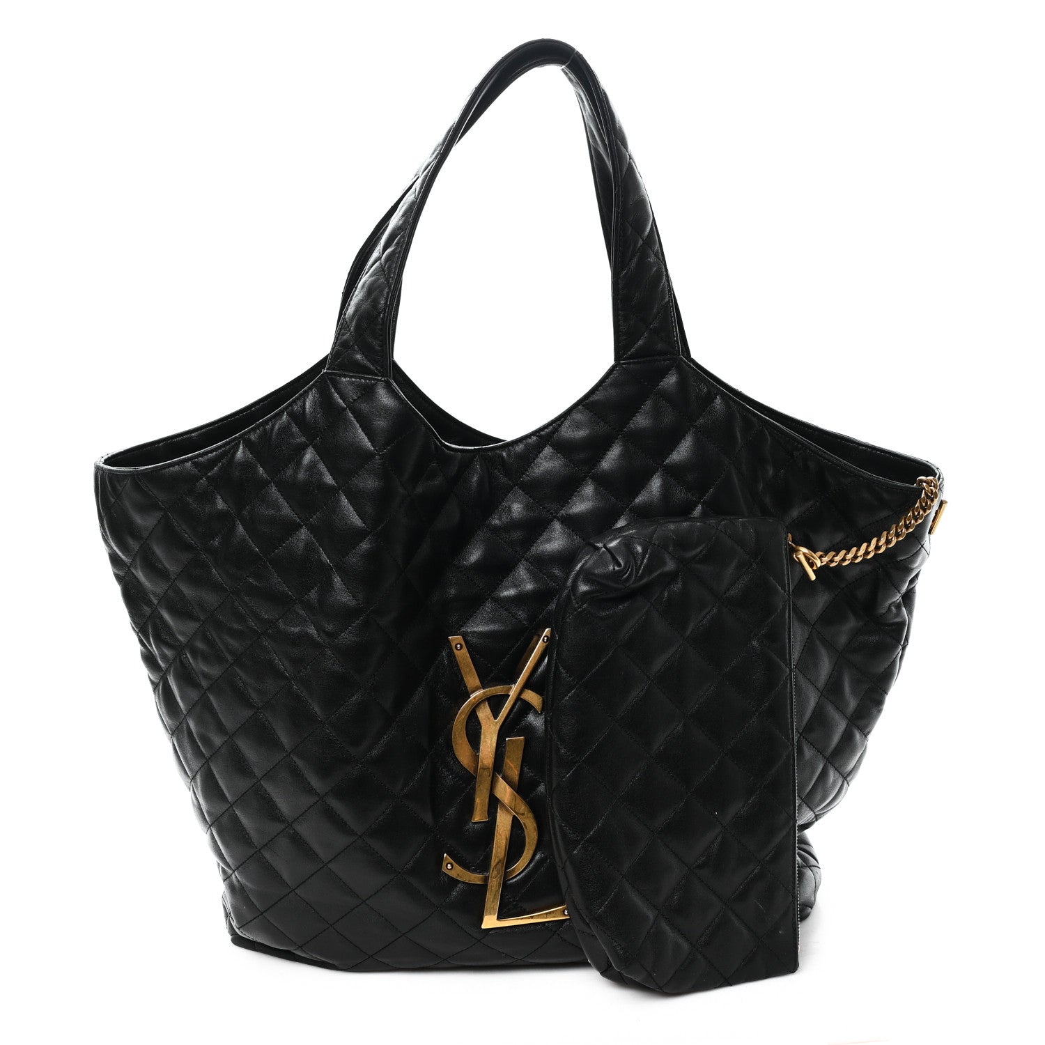 Saint Laurent Lambskin Quilted Maxi Icare Shopping Tote Black 3 of 12