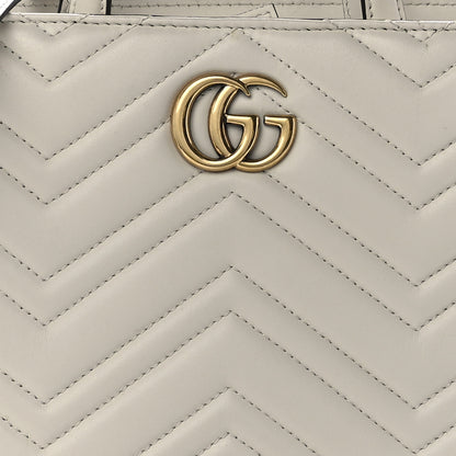 Gucci Calfskin Matelasse Small GG Marmont Tote White 9 of 12