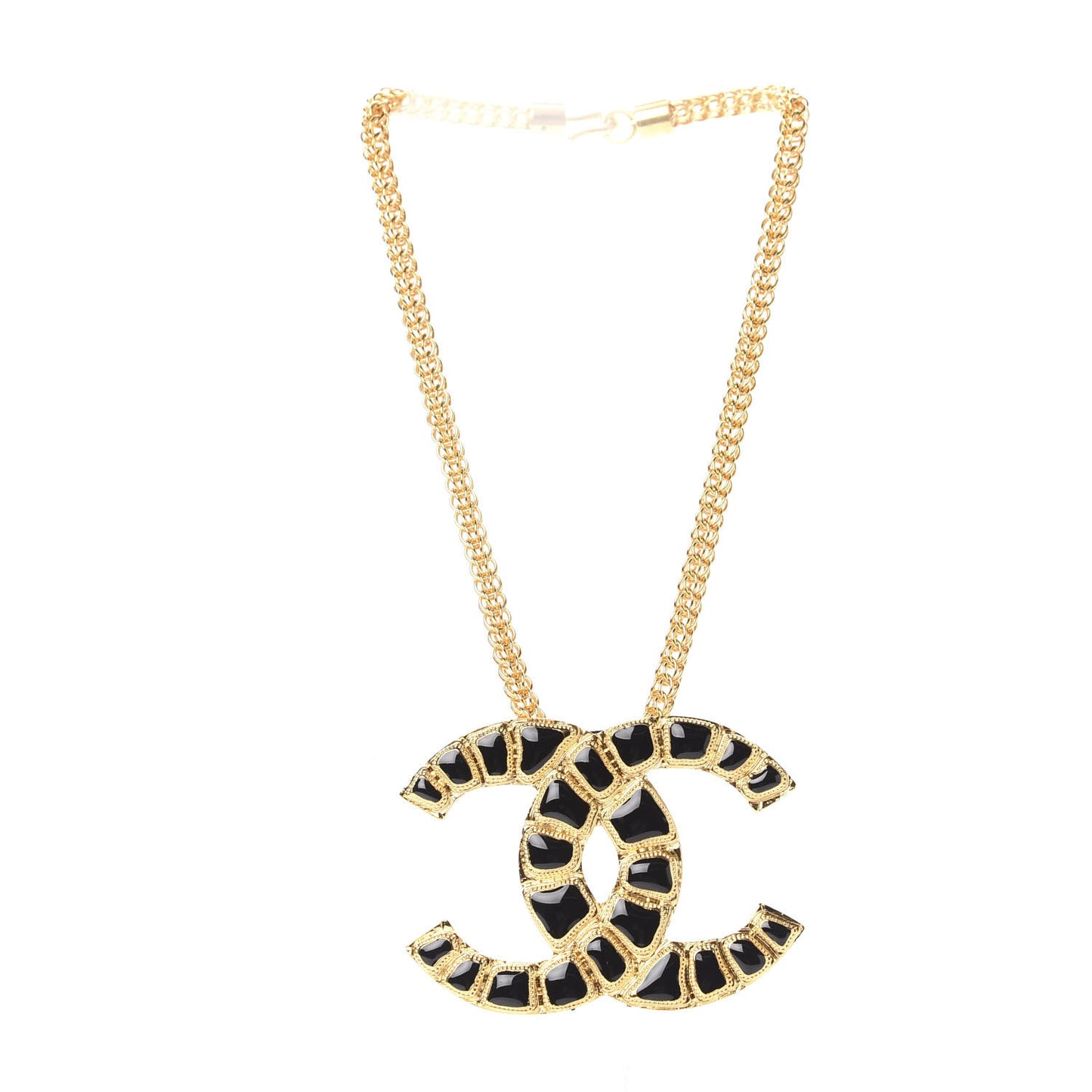 Resin Along The Nile Large CC Pendant Necklace Gold Black