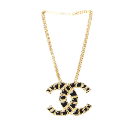 Chanel Resin Along The Nile Large CC Pendant Necklace Gold Black 2 of 6