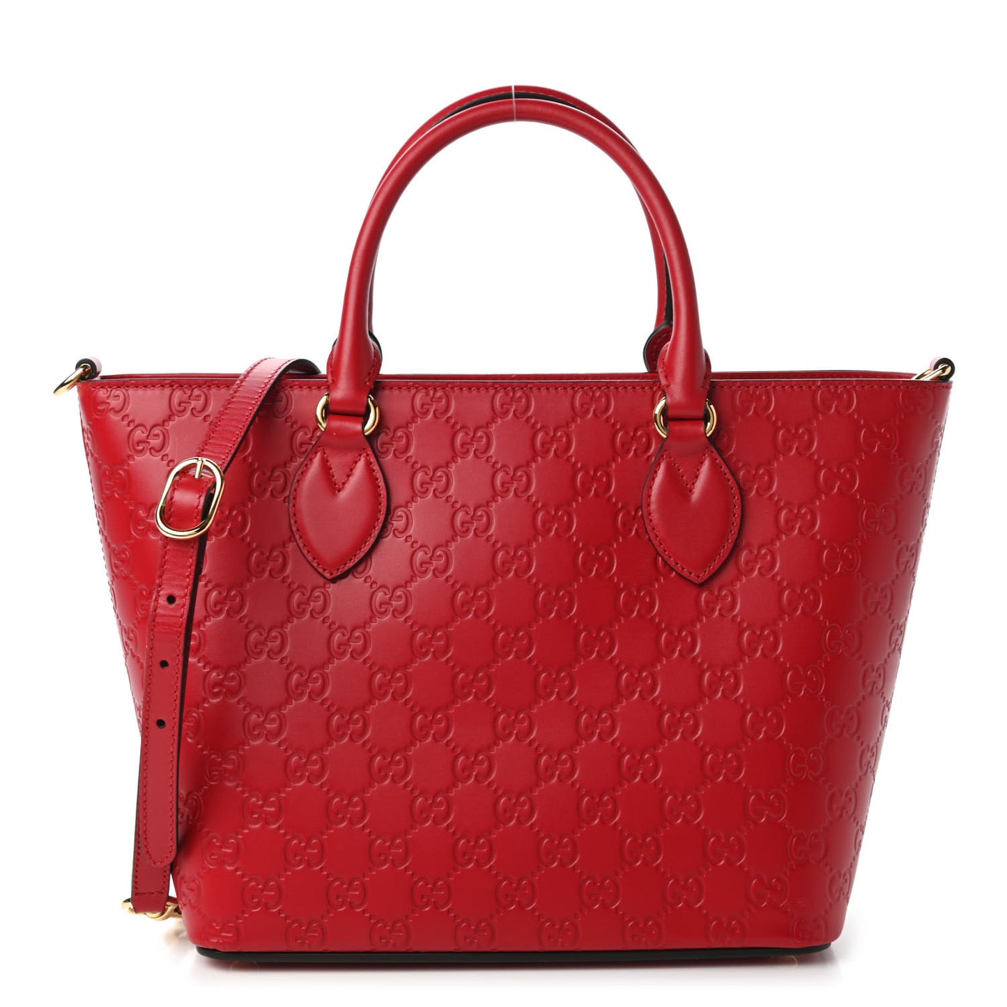 Guccissima Small Zippered Bucket Tote Hibiscus Red