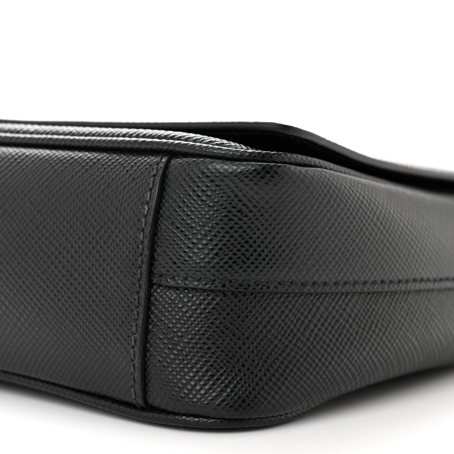 Prada Saffiano Cuir Triangle Logo Embossed Flap Crossbody Black 9 of 9