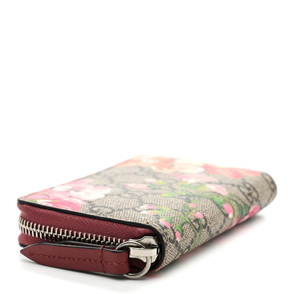 Gucci GG Supreme Monogram Blooms Zip Around Card Case Wallet Beige Multicolor Dry Rose 4 of 6